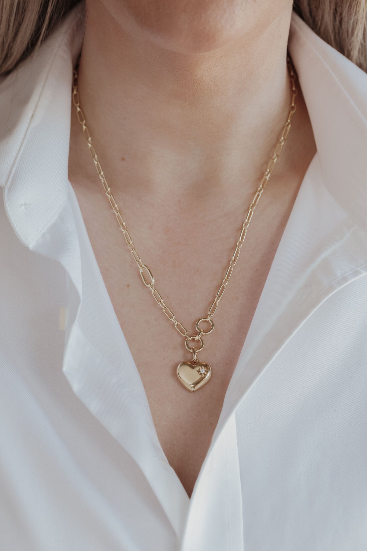 Puffy Heart Charm Necklace Laura Bond Jewellery