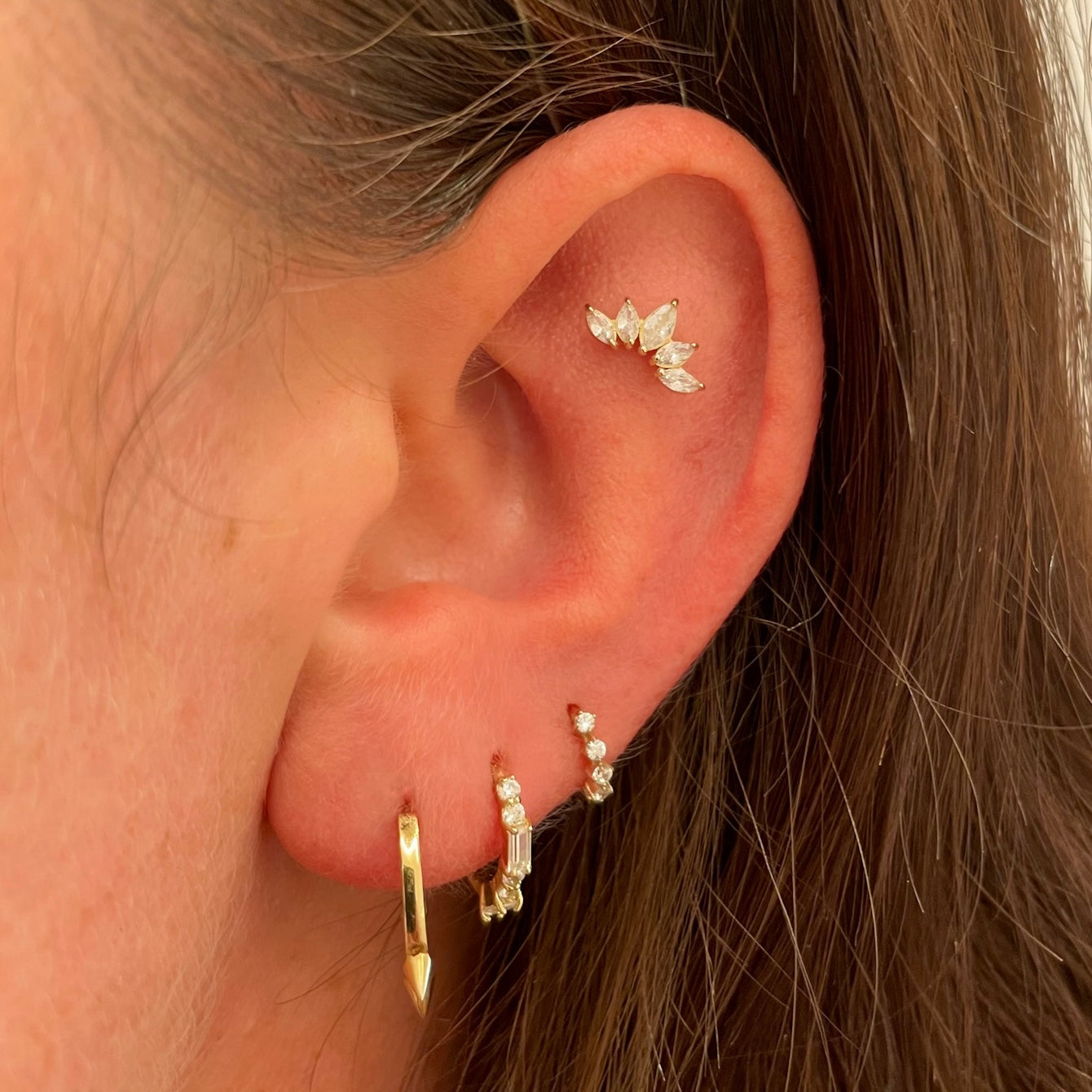 The frosted stacking set - 9k solid yellow gold flat back labret stud earring set Stacking Sets Laura Bond Jewellery