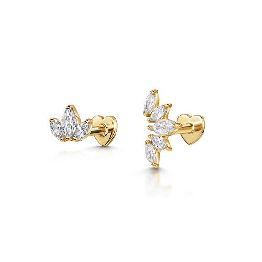 Laura Bond Jewellery Bold and Gold Edinburgh The frosted stacking set - 9k solid yellow gold flat back labret stud earring set Stacking Sets