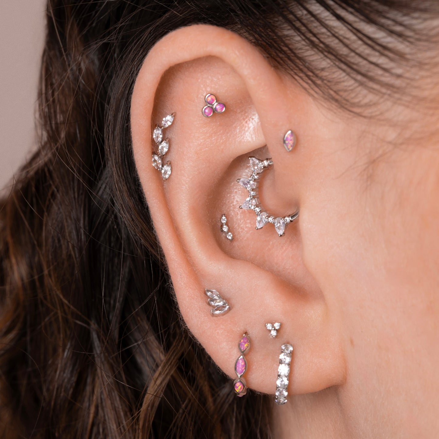 Laura Bond Jewellery 9k solid white gold tiny pixie flat back labret stud earring 6mm Cartilage Studs