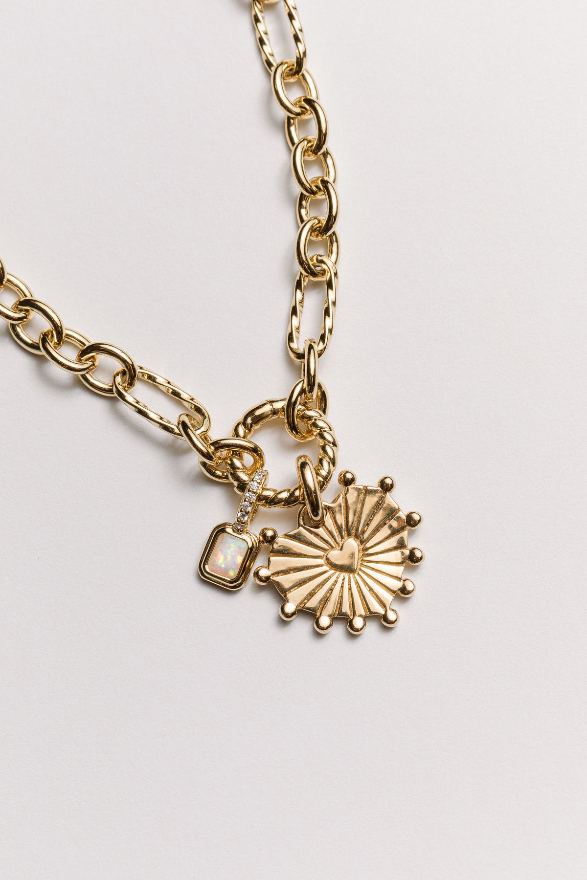 The Keepsake Textured Paperclip Charm Bracelet Laura Bond Jewellery