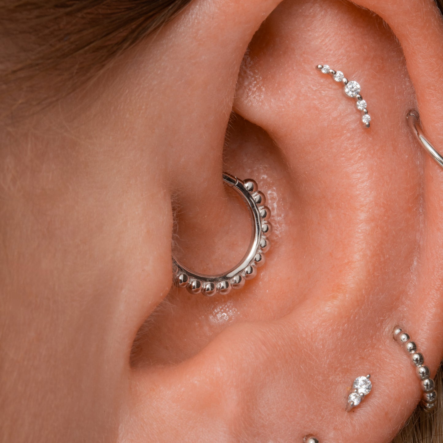 Laura Bond Jewellery 14k solid white gold 9mm Sienna hoop for daith or septum Huggies and Hoops