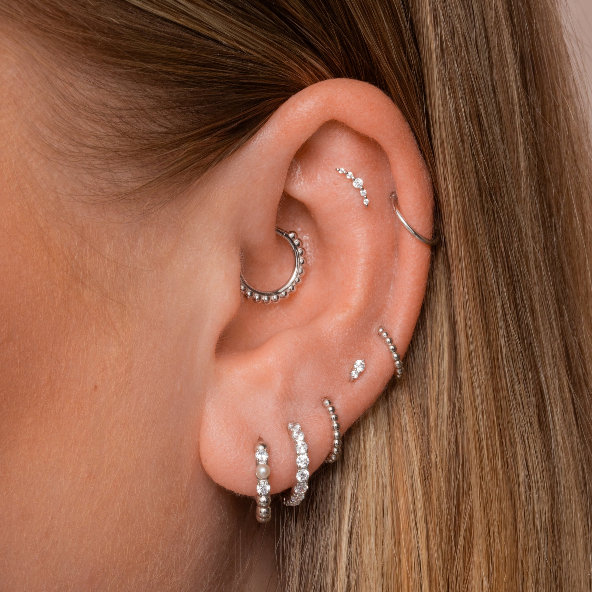 Laura Bond Jewellery 14k solid white gold 9mm Sienna hoop for daith or septum Huggies and Hoops