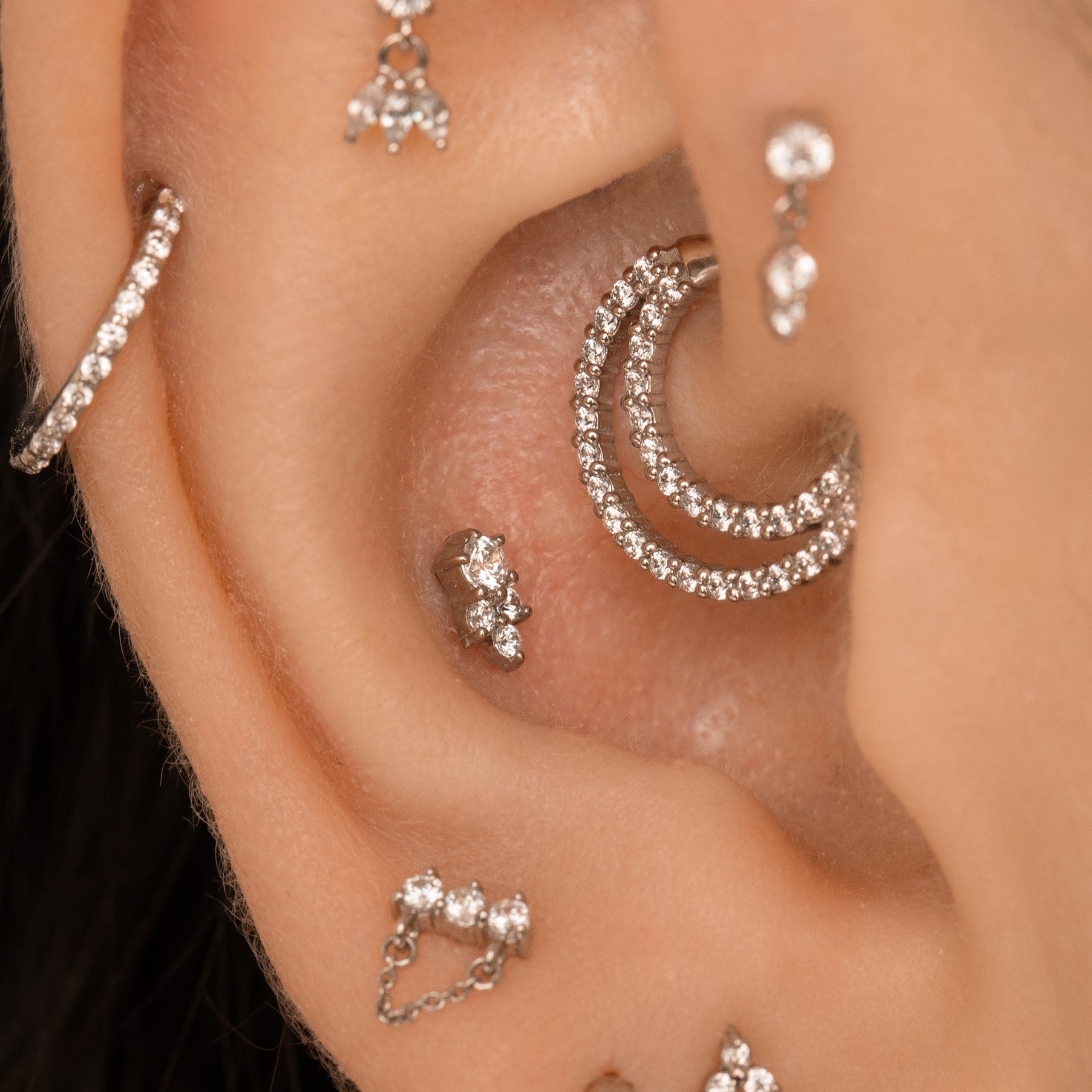 9k solid white gold Echo hoop for daith or septum Huggies and Hoops Laura Bond Jewellery