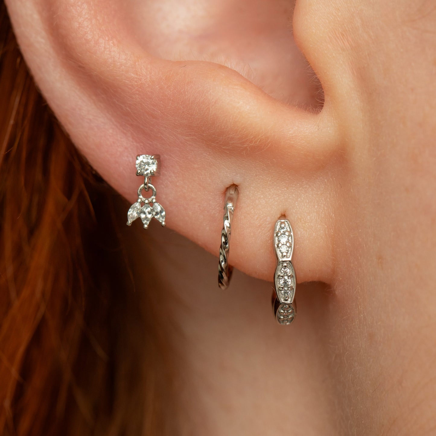 Laura Bond Jewellery 9k solid white gold Evelyn huggie earring 8mm Huggies and Hoops