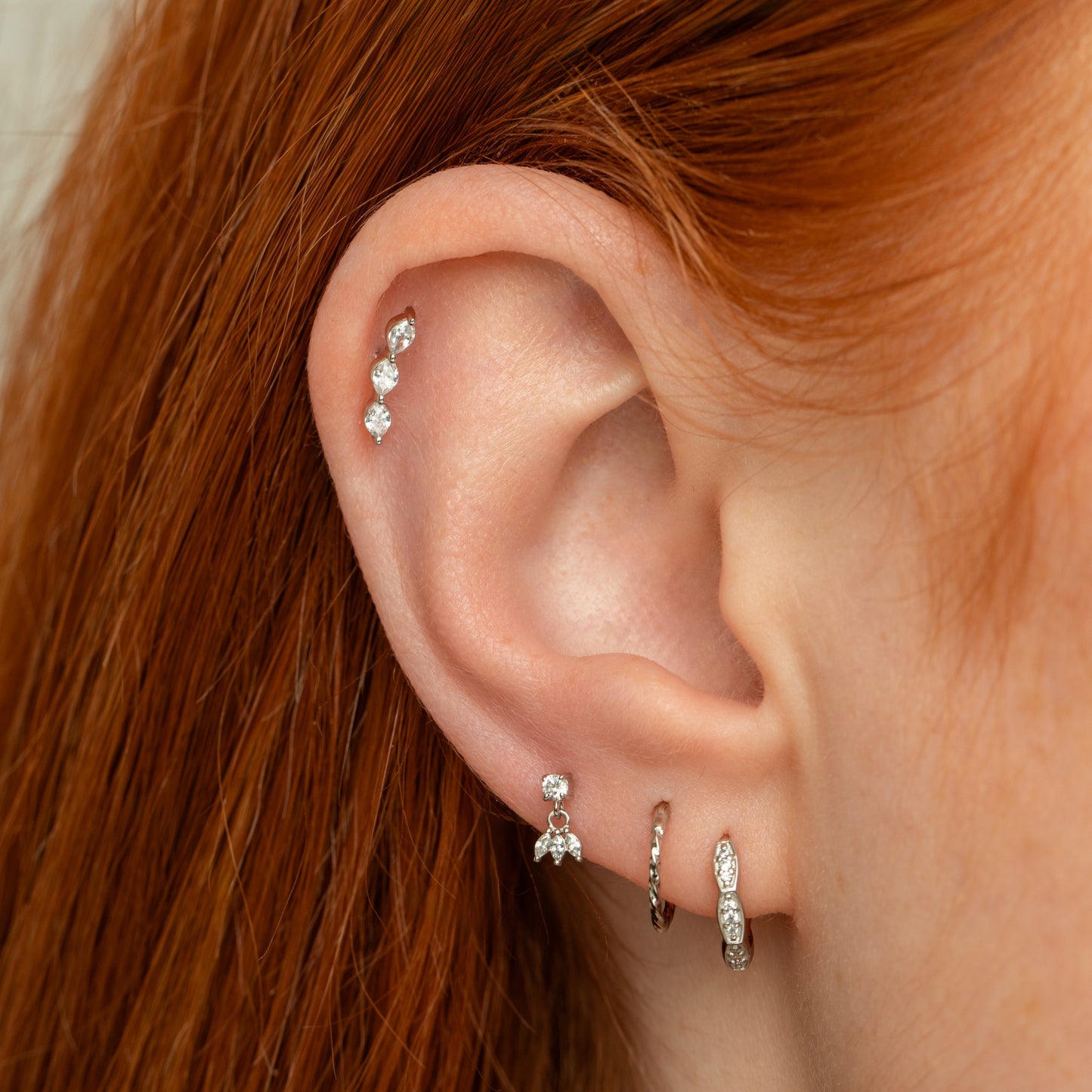 Laura Bond Jewellery 9k solid white gold Evelyn huggie earring 8mm Huggies and Hoops