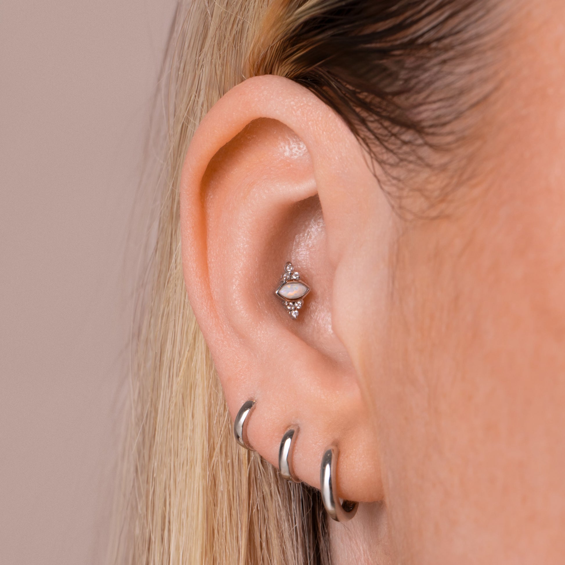 Laura Bond Jewellery 9k solid white gold 5mm simple teeny tiny huggie earring Huggies and Hoops