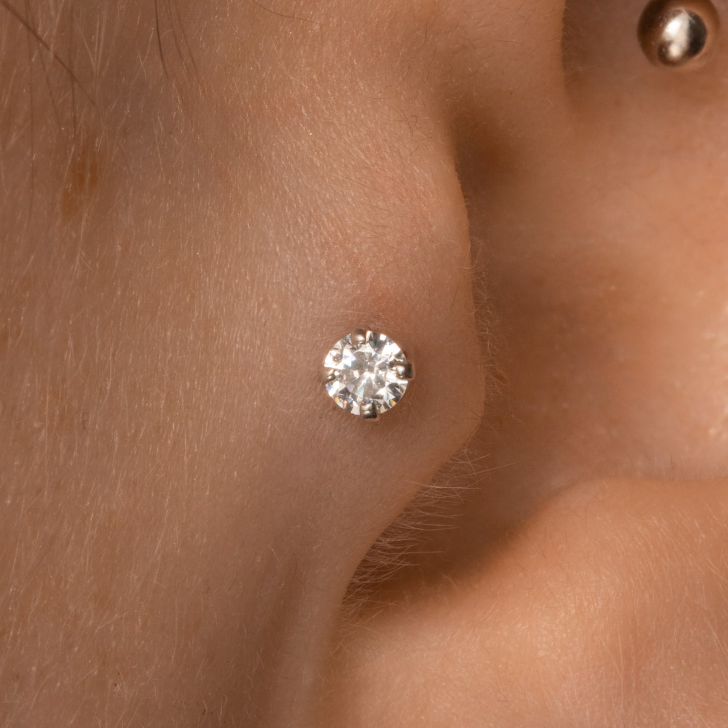 Laura Bond Jewellery The Elara stacking set - 9k solid white gold flat back labret stud earring set Stacking Sets