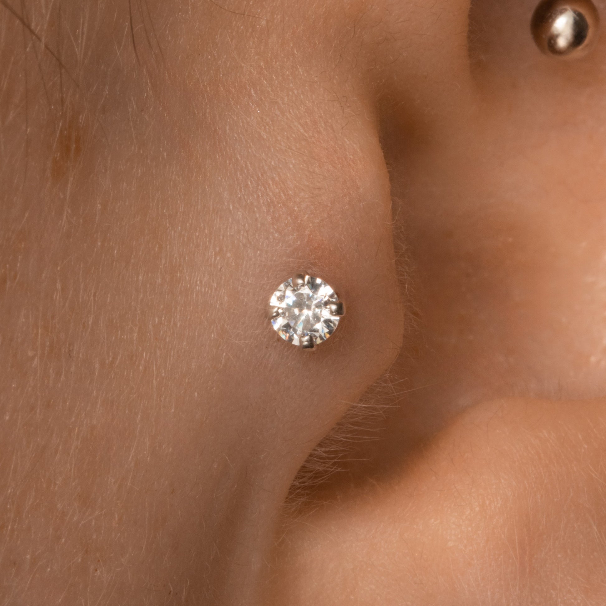 Laura Bond Jewellery The Elara stacking set - 9k solid white gold flat back labret stud earring set Stacking Sets