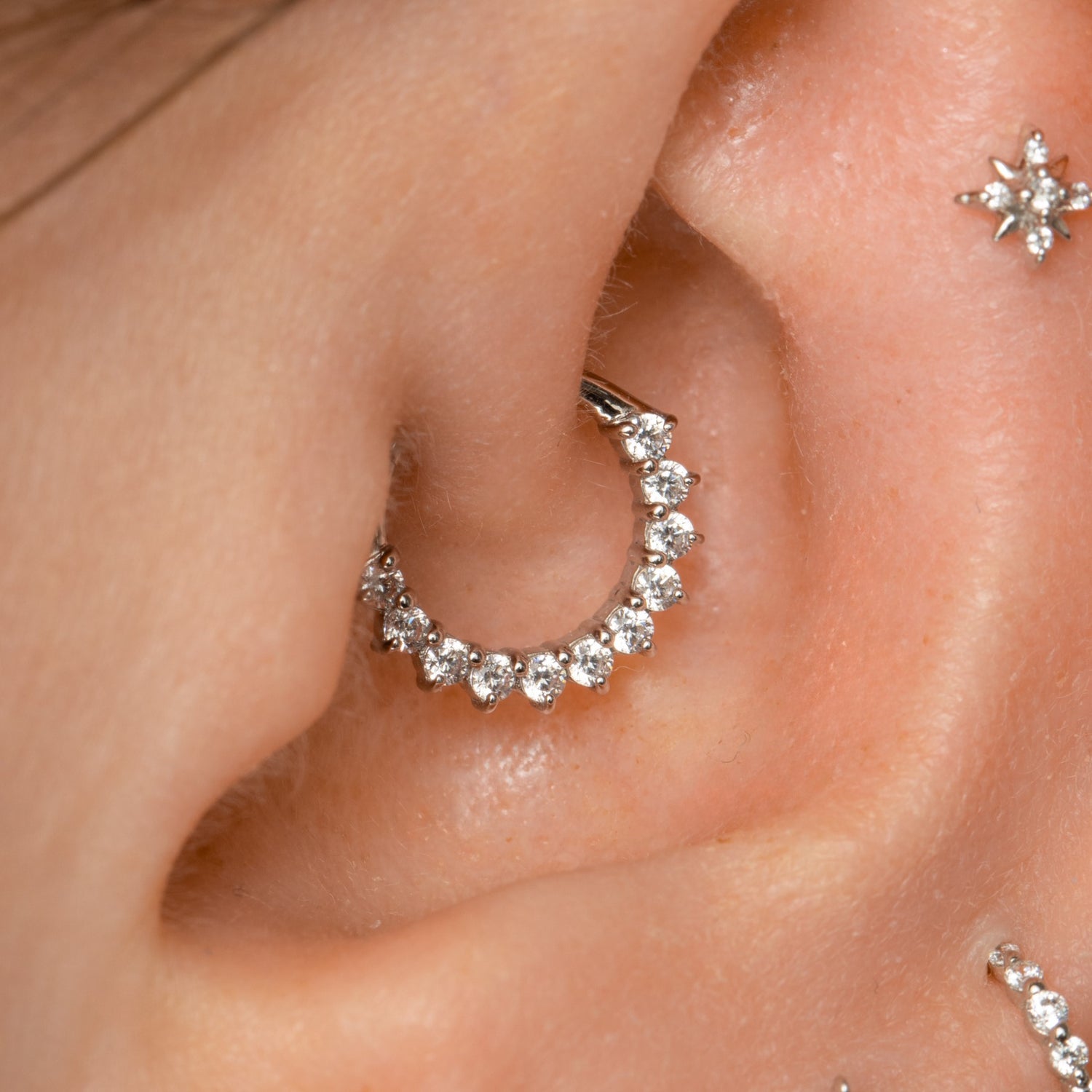 Laura Bond Jewellery Bold and Gold Edinburgh 9k solid white gold Sophie hoop for daith and septum Huggies and Hoops