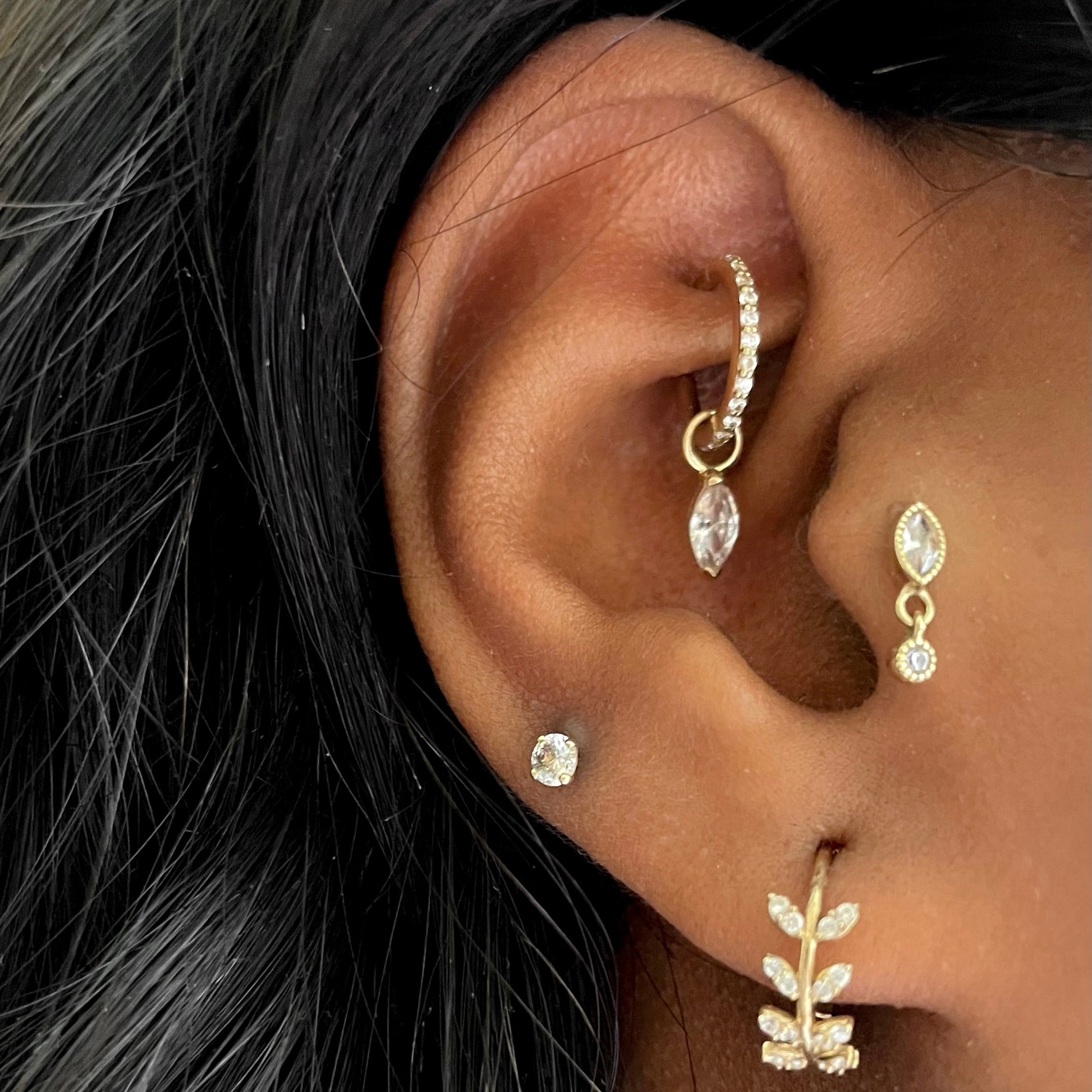 Laura Bond Jewellery Bold and Gold Edinburgh 9k solid yellow gold 6mm 18g crystal clicker hoop earring Huggies and Hoops
