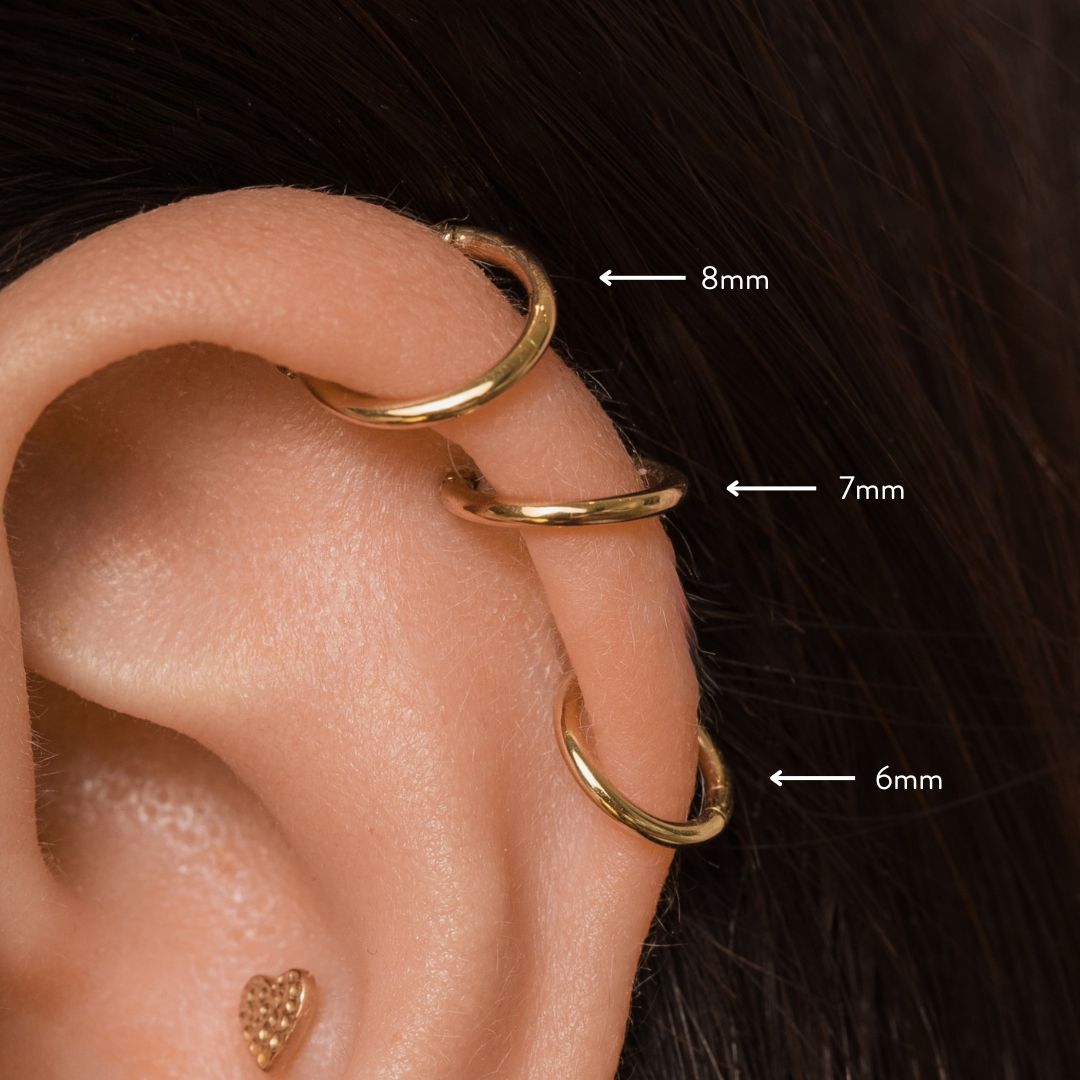 Laura Bond Jewellery 9k solid yellow gold 18g clicker hoop earring Huggies and Hoops