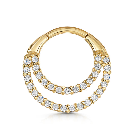 Laura Bond 9k solid yellow gold Echo hoop for daith or septum Huggies and Hoops