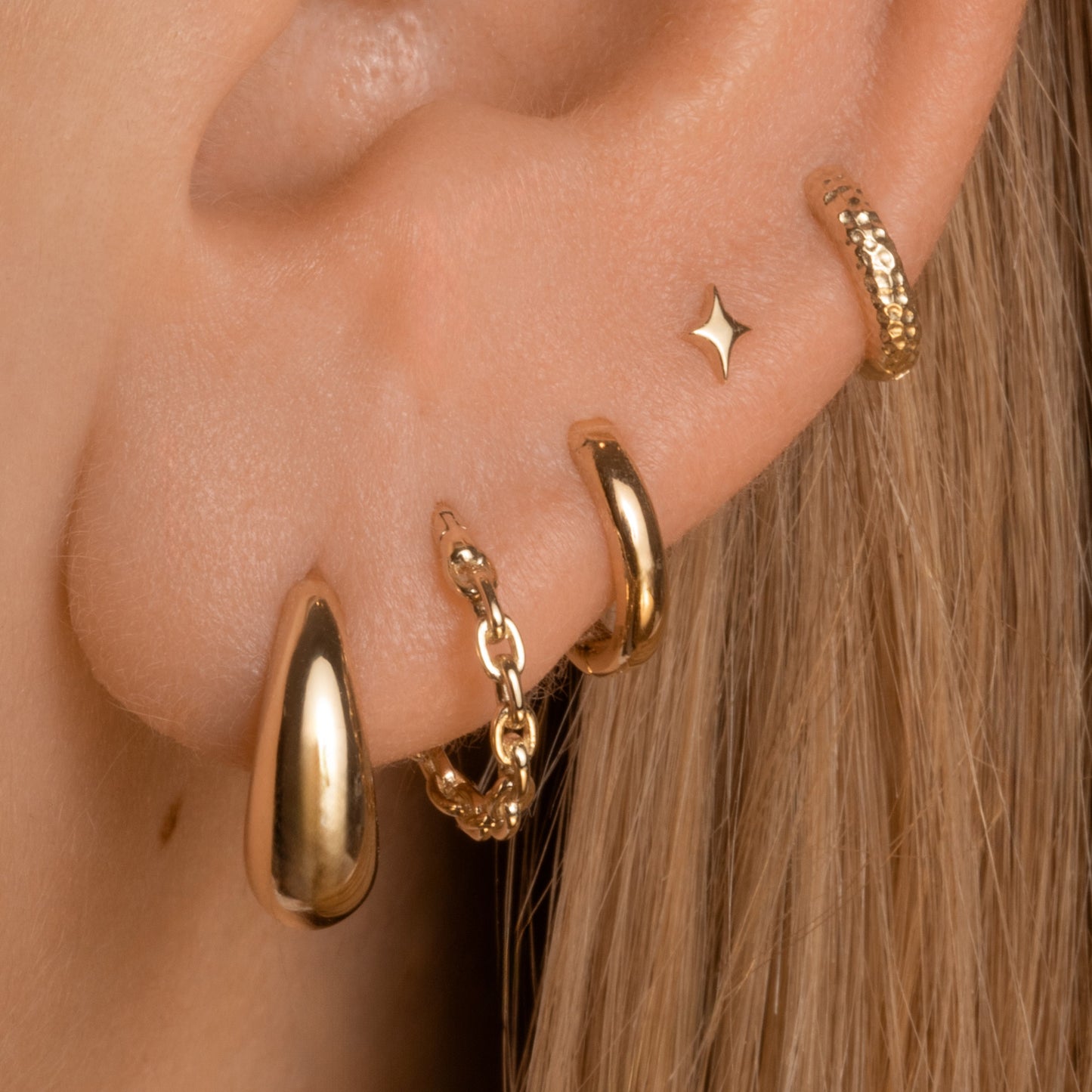 Laura Bond Jewellery 9k solid yellow gold Domed huggie earring pair Earring Pairs