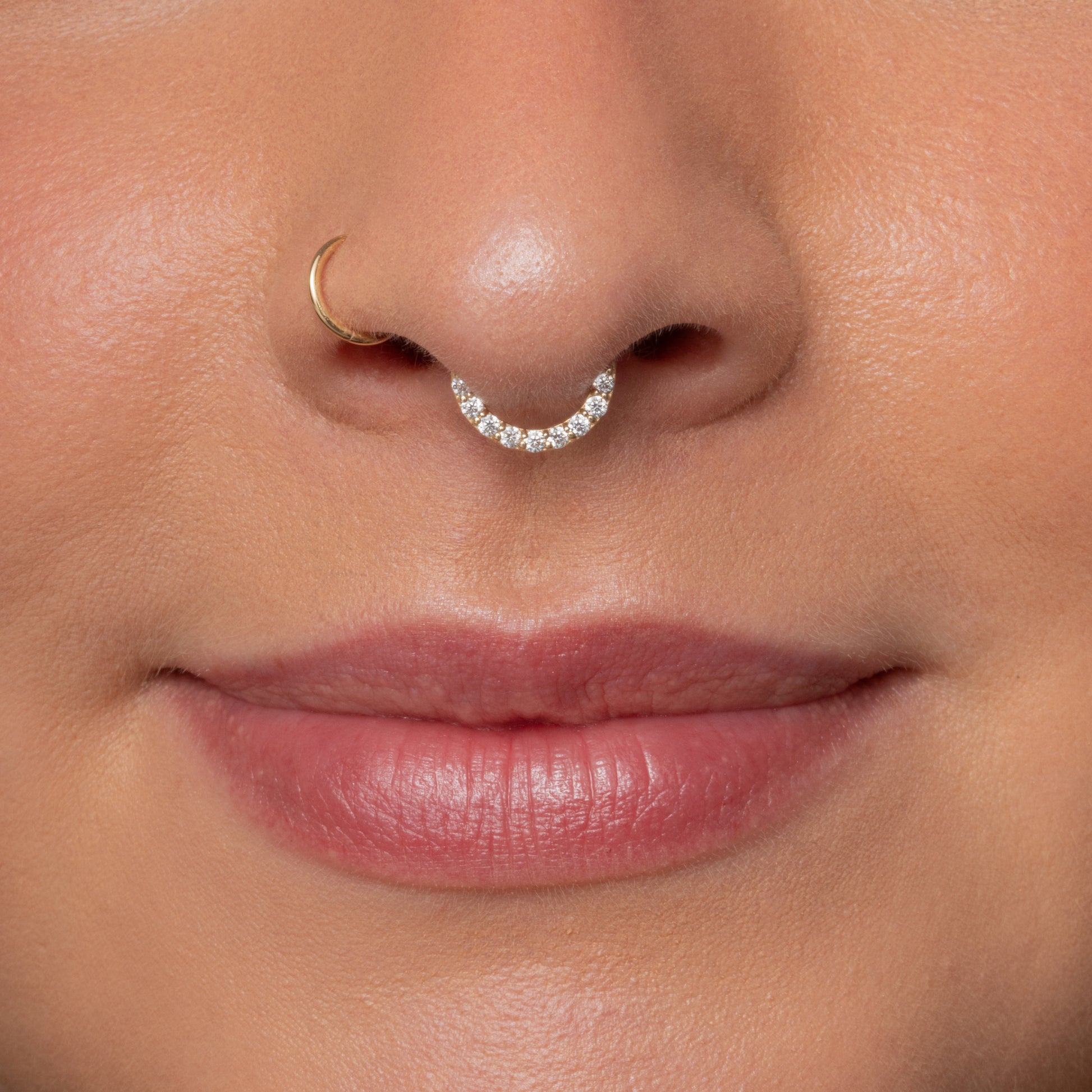 Laura Bond Jewellery Bold and Gold Edinburgh 9k solid yellow gold 8mm 16g simple crystal hoop for daith or septum Huggies and Hoops