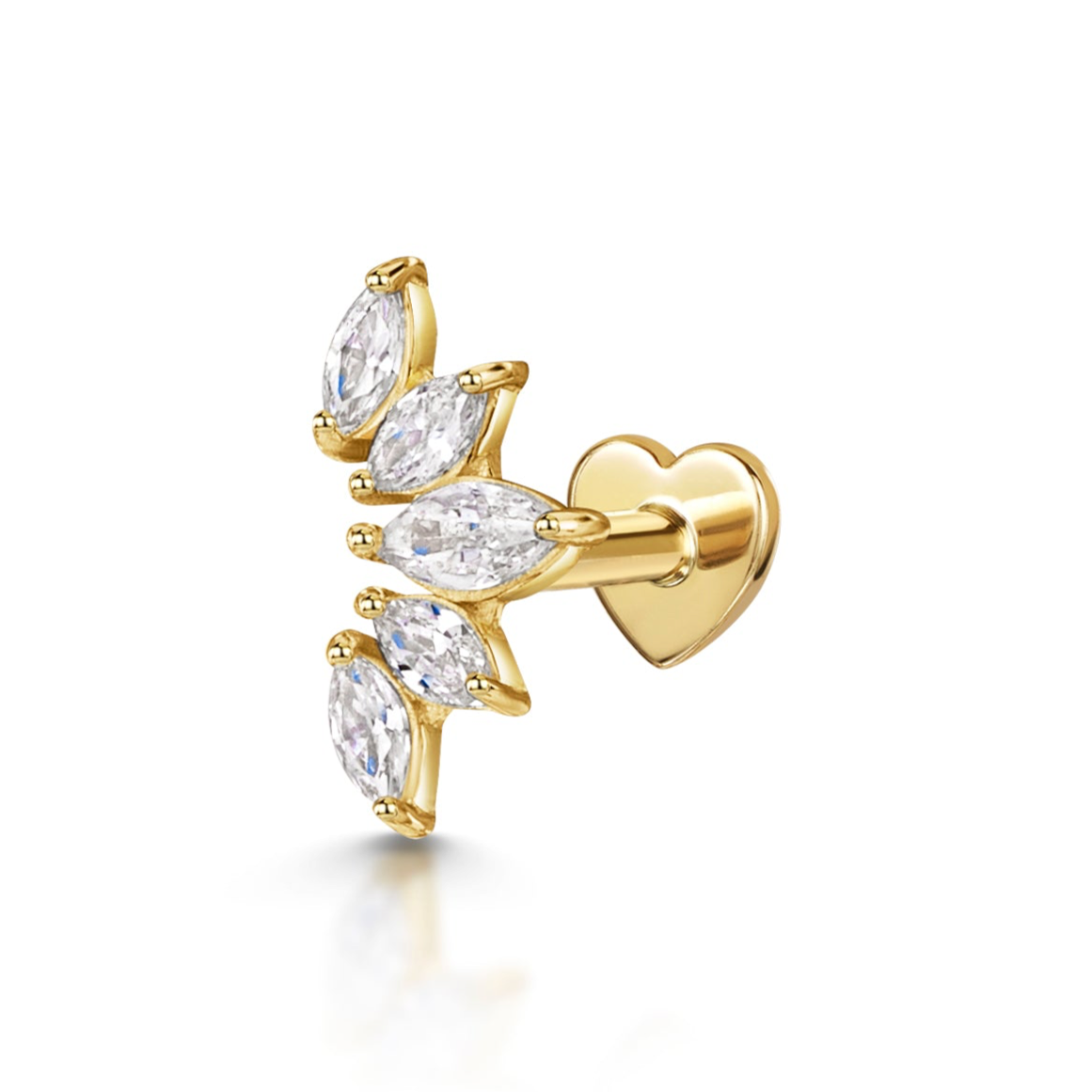 9k solid yellow gold tiara flat back labret stud earring 6mm