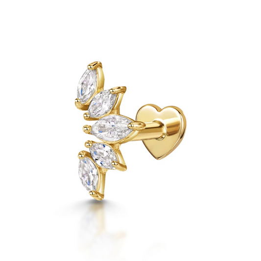 Laura Bond Jewellery Bold and Gold Edinburgh 9k solid yellow gold tiara flat back labret stud earring 6mm Cartilage Studs
