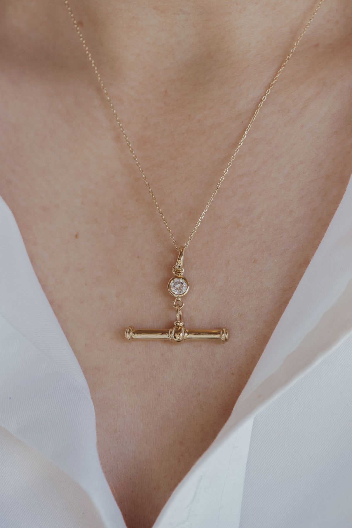 Gem T-Bar Necklace Laura Bond Jewellery
