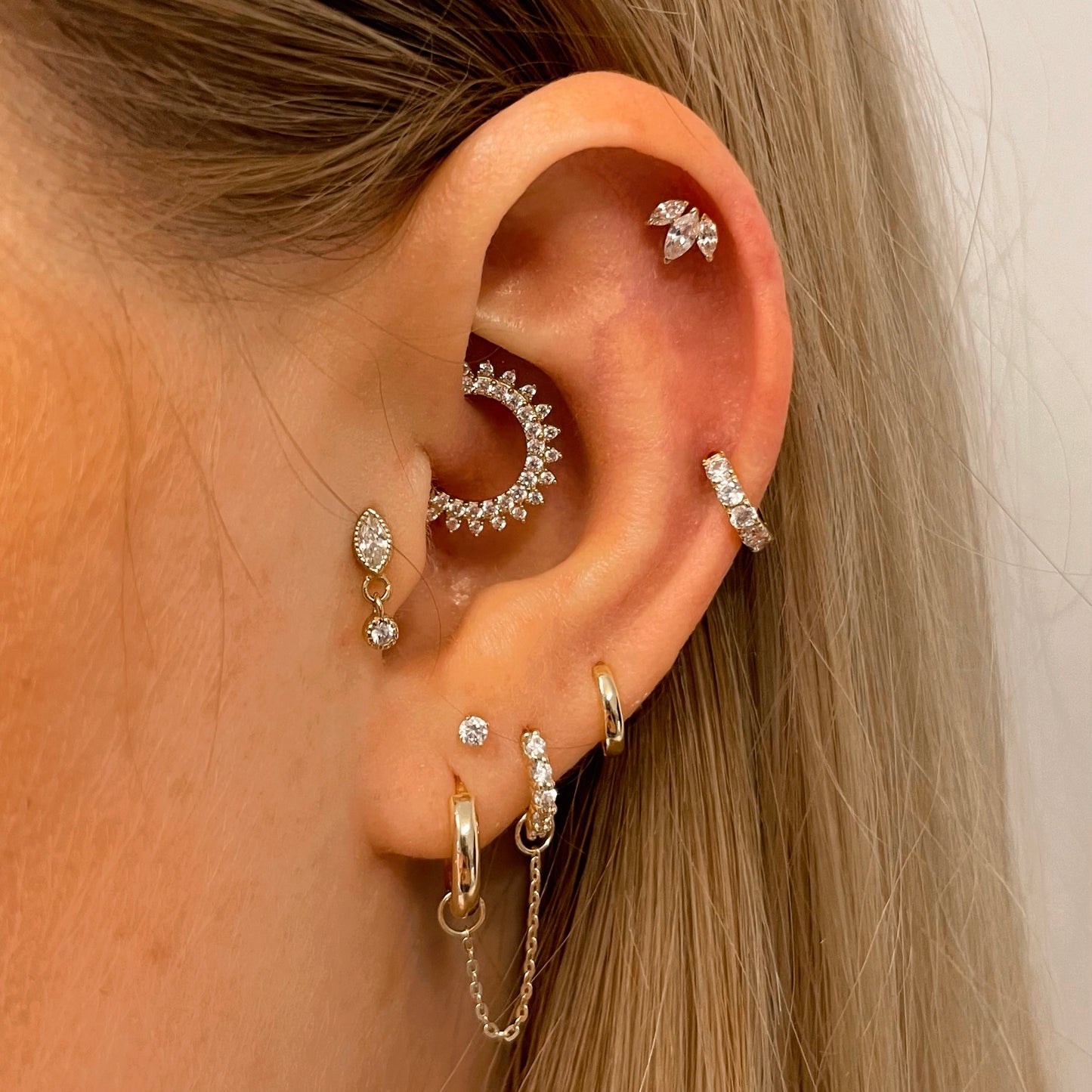 The frosted stacking set - 9k solid yellow gold flat back labret stud earring set Stacking Sets Laura Bond Jewellery