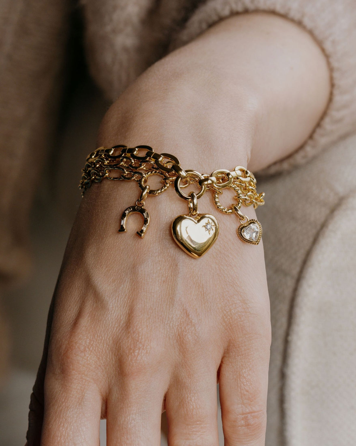 Vintage Topaz Heart Charm Bracelet Laura Bond Jewellery