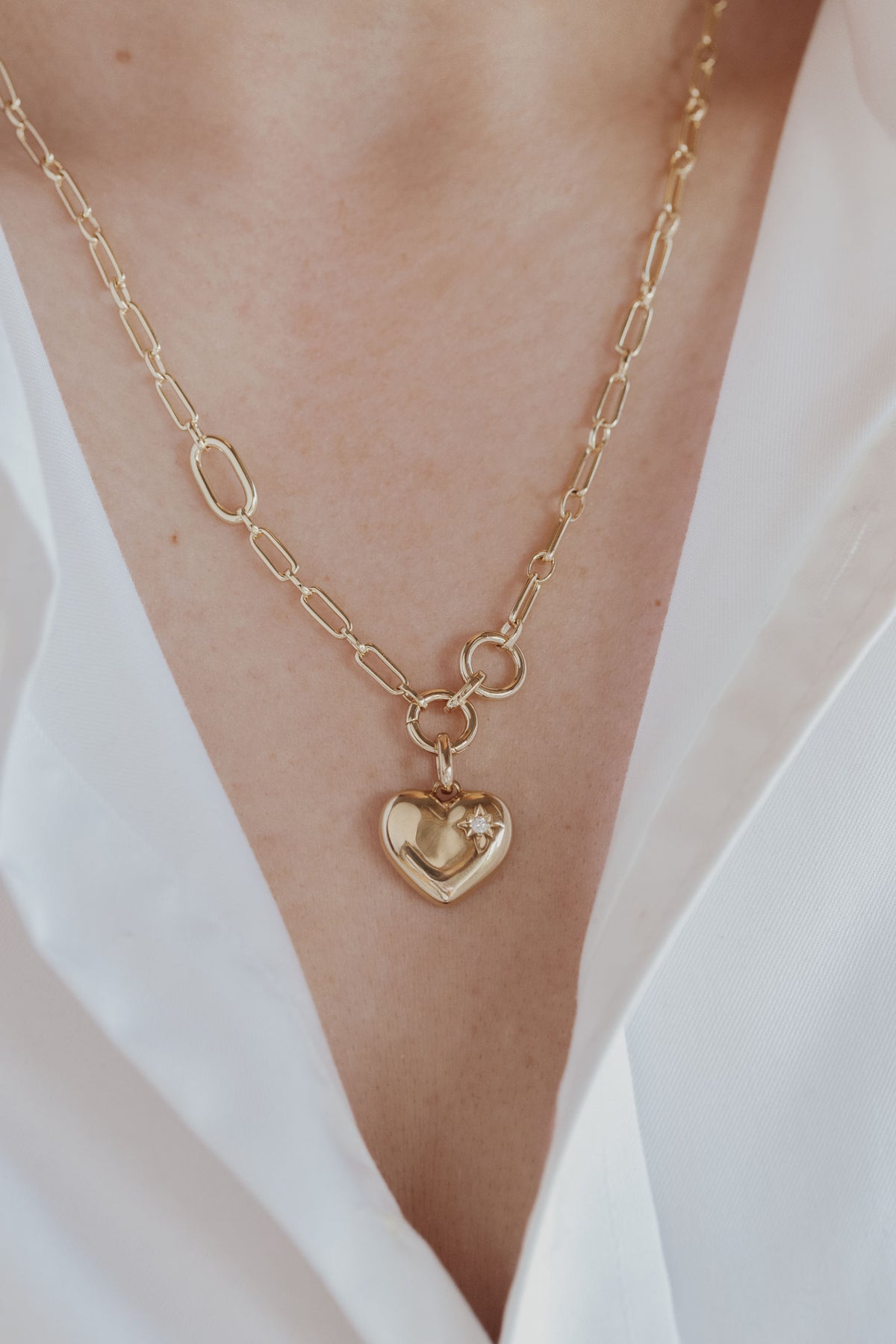 Puffy Heart Charm Necklace Laura Bond Jewellery