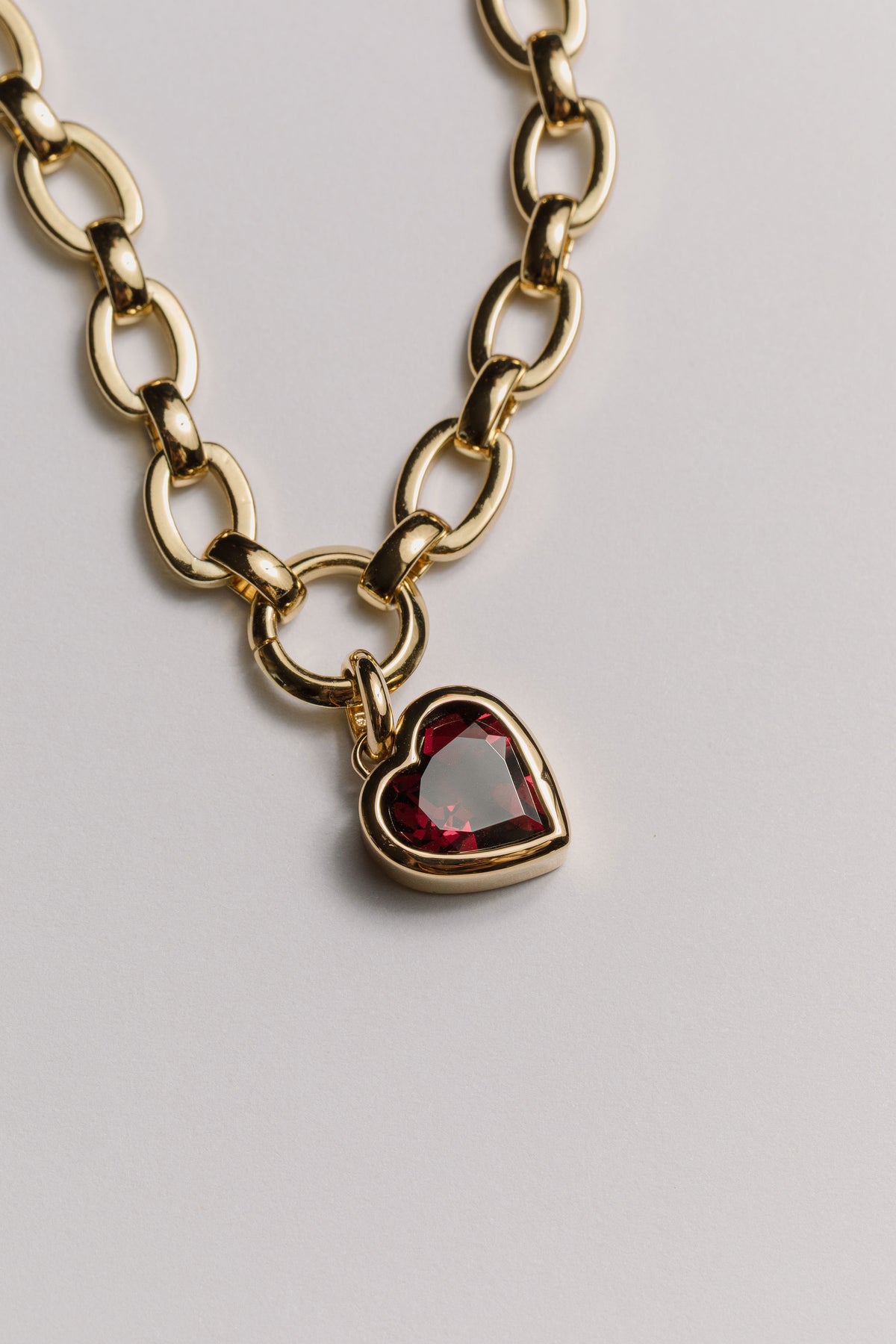 Garnet Chunky Heart Charm Laura Bond Jewellery