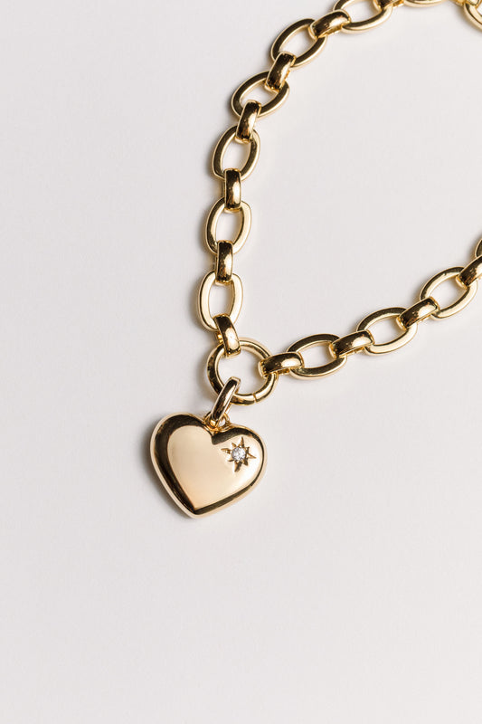 Puffy Heart Charm Bracelet Laura Bond Jewellery