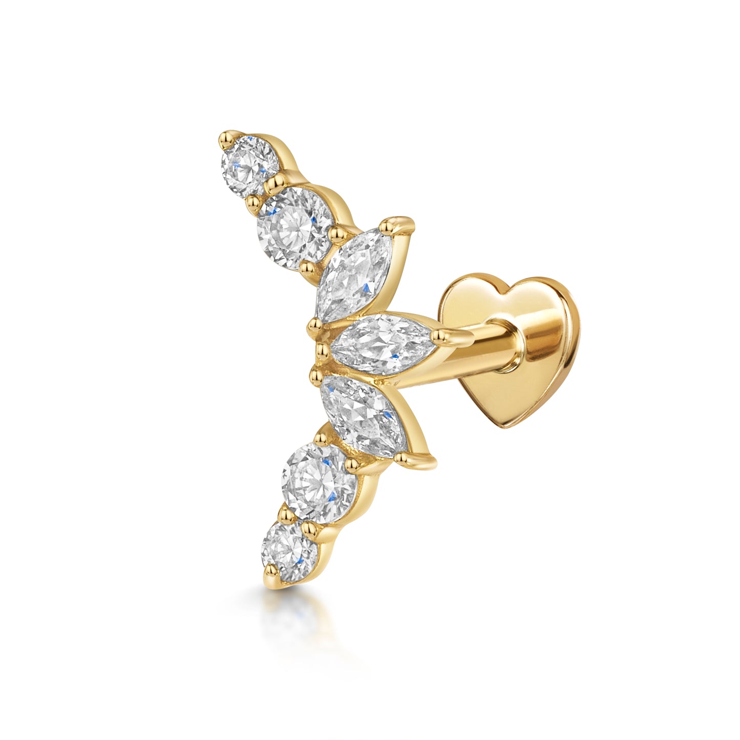 Laura Bond Jewellery 14k solid yellow gold Secret Flutter flat back labret stud earring 8mm Cartilage Studs