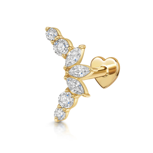 Laura Bond Jewellery 14k solid yellow gold Secret Flutter flat back labret stud earring 8mm Cartilage Studs