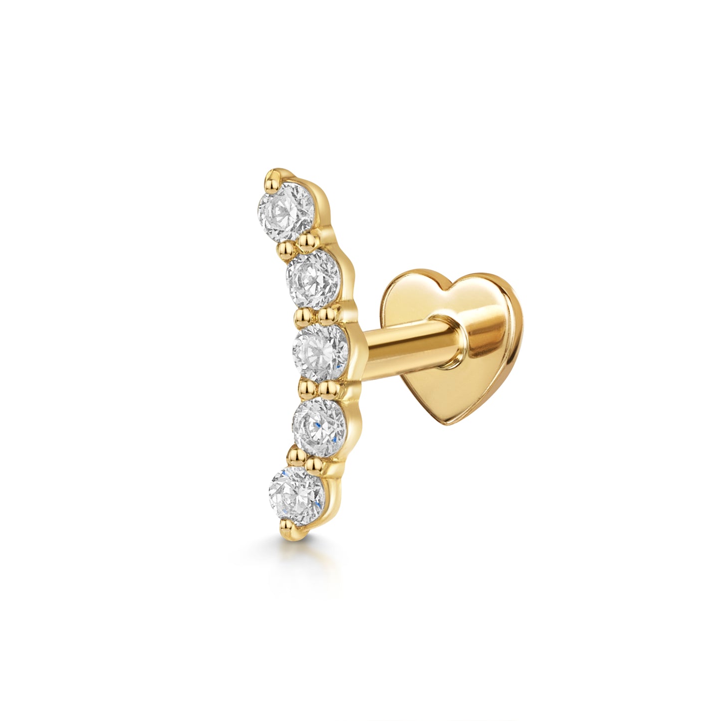 Laura Bond Jewellery 14k solid yellow gold Glow Arc flat back labret stud earring 8mm Cartilage Studs