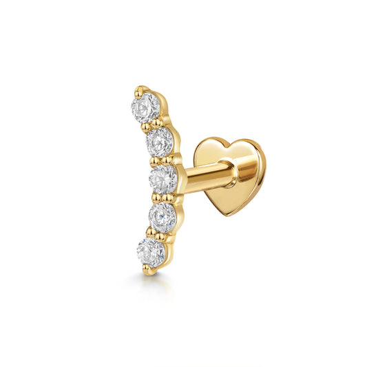 Laura Bond Jewellery 14k solid yellow gold Glow Arc flat back labret stud earring 8mm Cartilage Studs