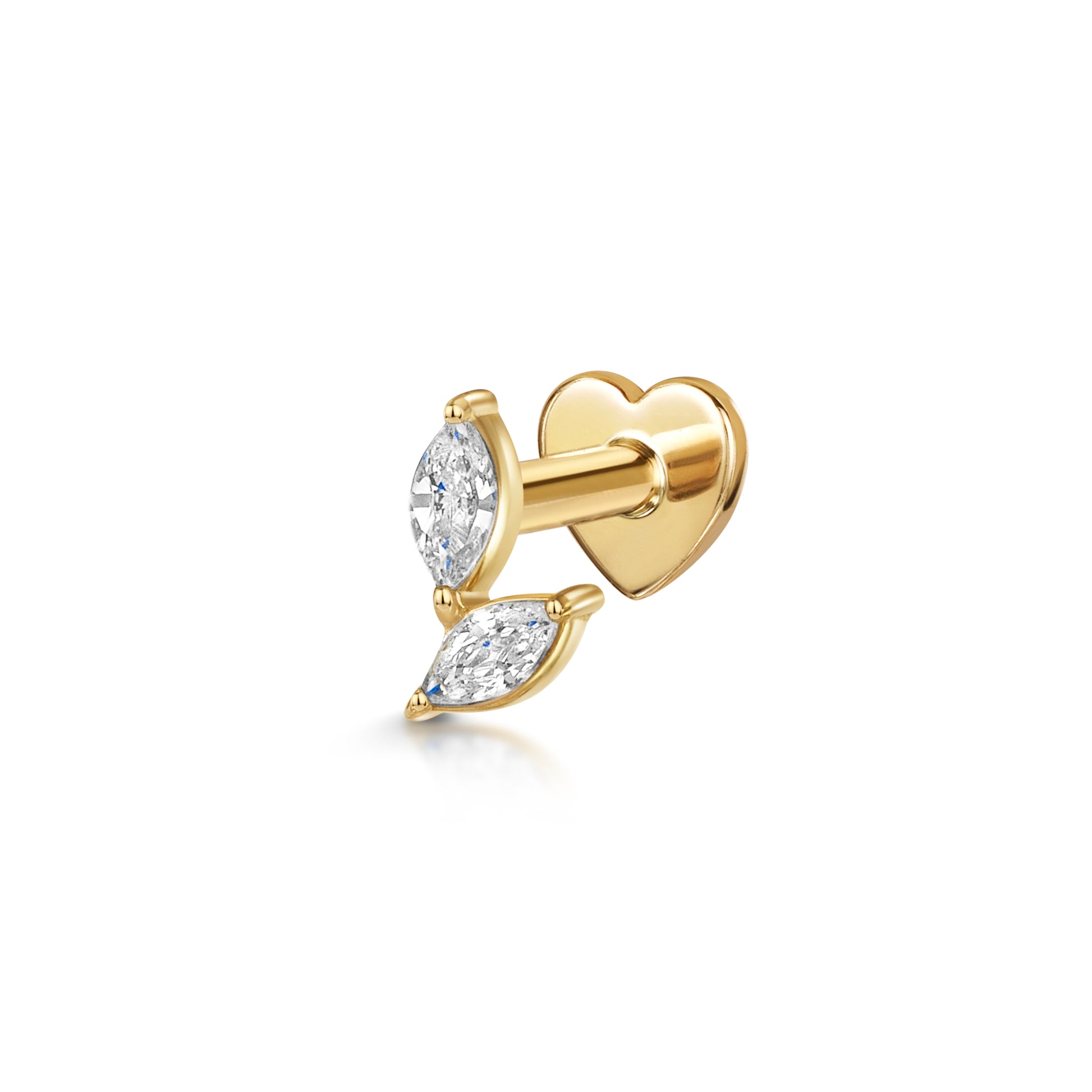 Laura Bond Jewellery 14k solid yellow gold Twin Bloom flat back labret stud earring 8mm Cartilage Studs