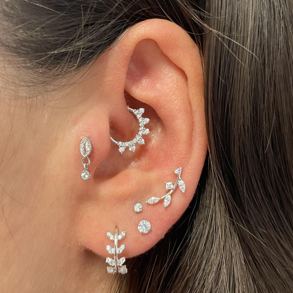 Laura Bond Jewellery The Elara stacking set - 9k solid white gold flat back labret stud earring set Stacking Sets