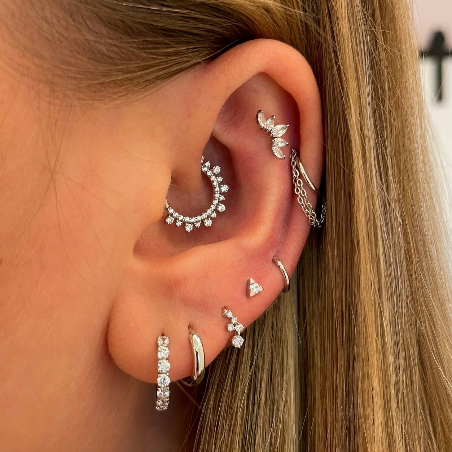 astrid miyu maria tash 9k solid white gold constellation mini huggie earring Huggies and Hoops Laura Bond