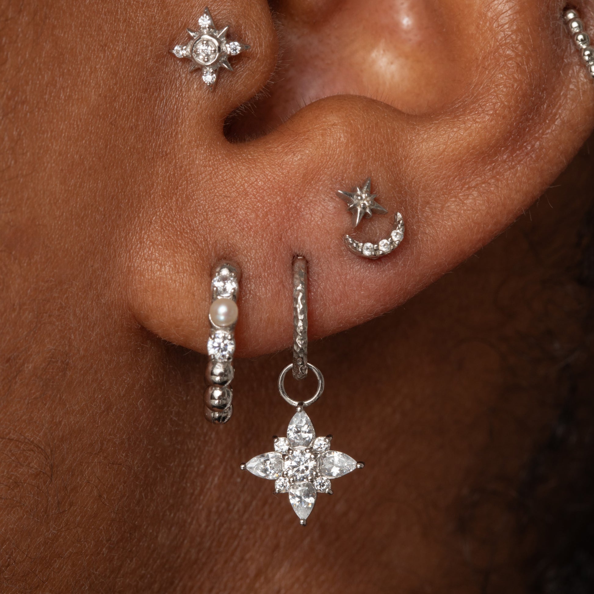 Laura Bond Jewellery Hayley B Daines X Laura Bond - 9k solid white gold 10mm 16g Treasure pearl huggie earring pair Huggies and Hoops