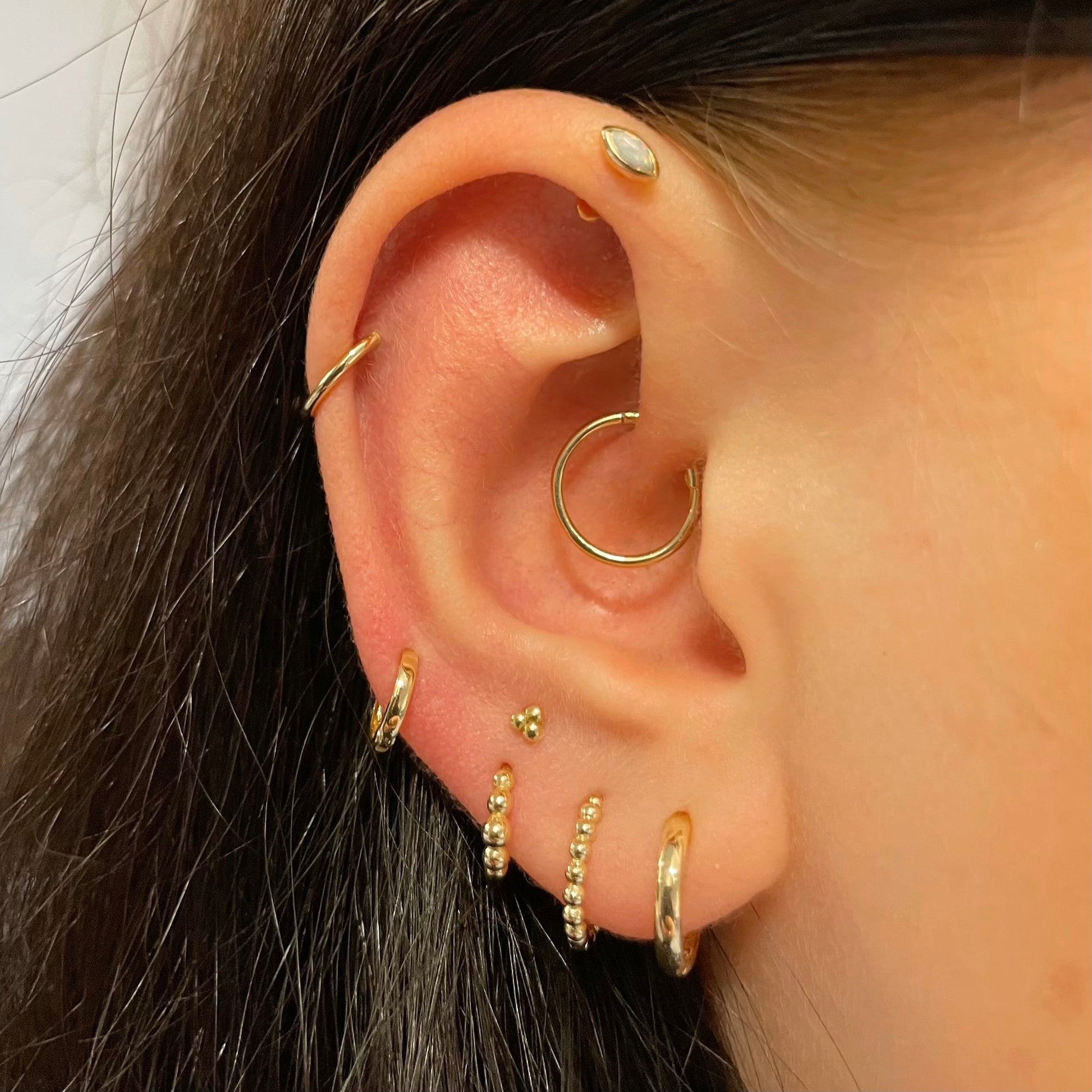 Laura Bond Jewellery 9k solid yellow gold 16g clicker hoop earring Huggies and Hoops