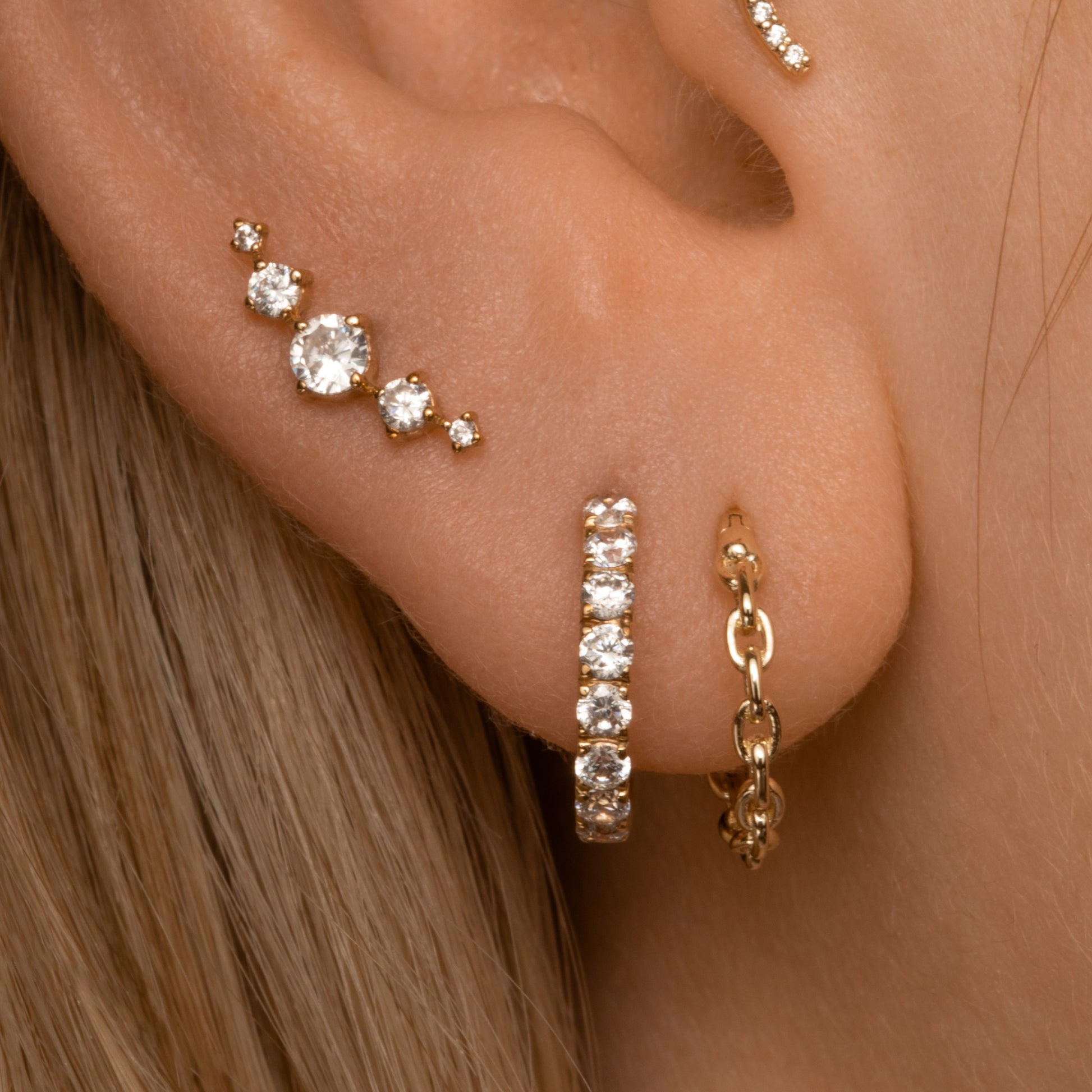 Laura Bond Jewellery Bold and Gold Edinburgh 14k solid yellow gold Astraea flat back labret stud earring 8mm Cartilage Studs