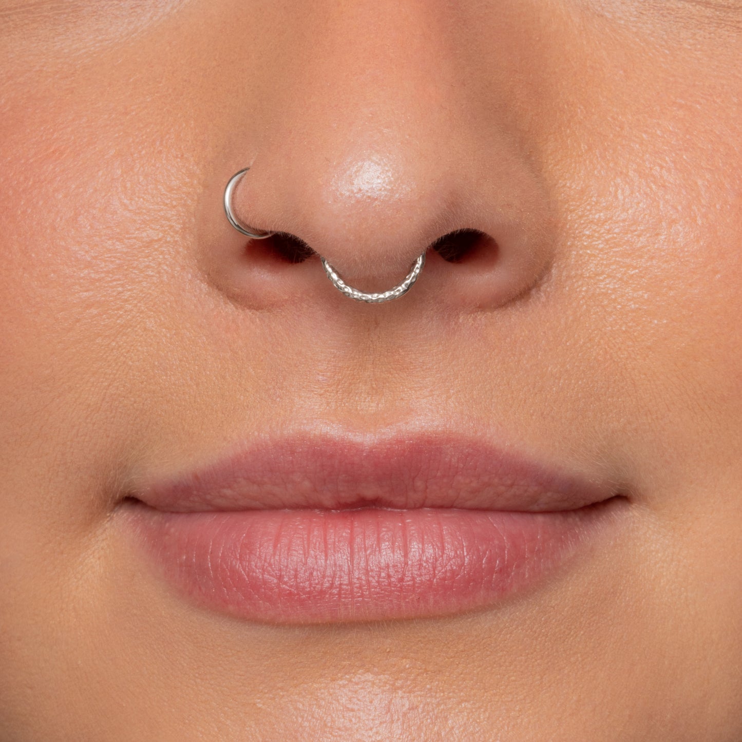 Laura Bond Jewellery Bold and Gold Edinburgh 9k solid white gold 8mm 18g hammered texture clicker hoop earring Huggies and Hoops