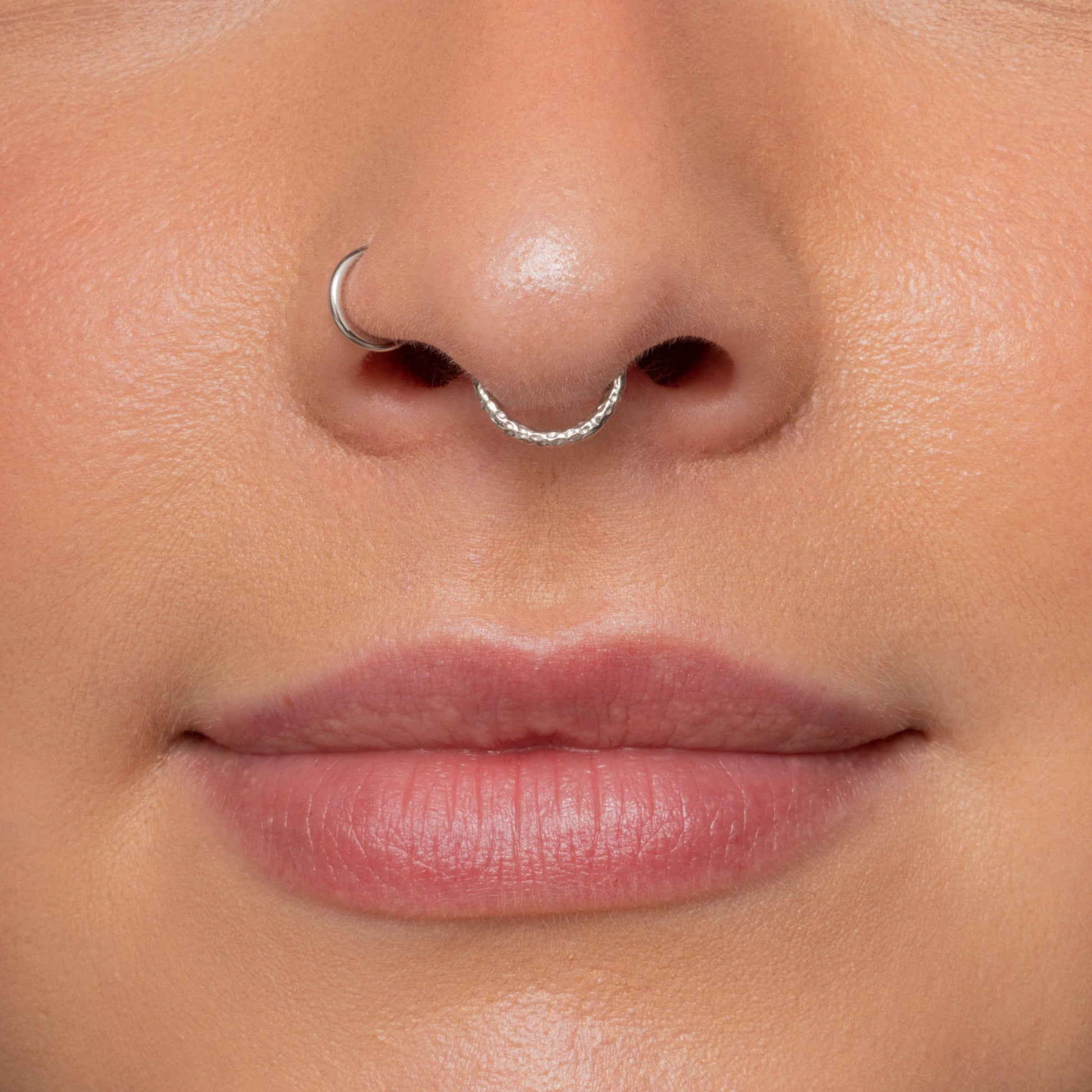 Laura Bond Jewellery Bold and Gold Edinburgh 9k solid white gold 8mm 18g hammered texture clicker hoop earring Huggies and Hoops
