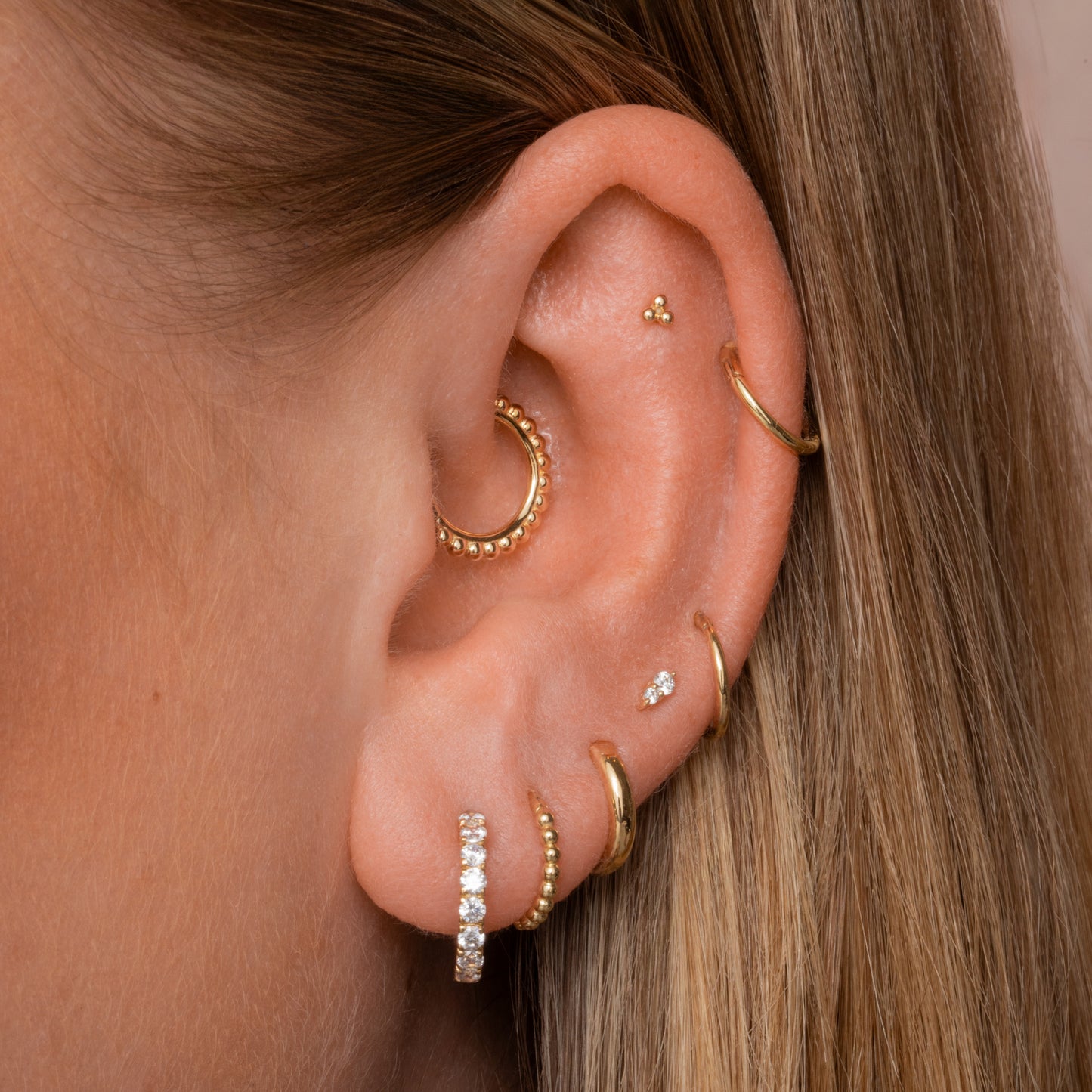 astrid miyu maria tash 14k solid yellow gold 16g clicker hoop earring Huggies and Hoops Laura Bond