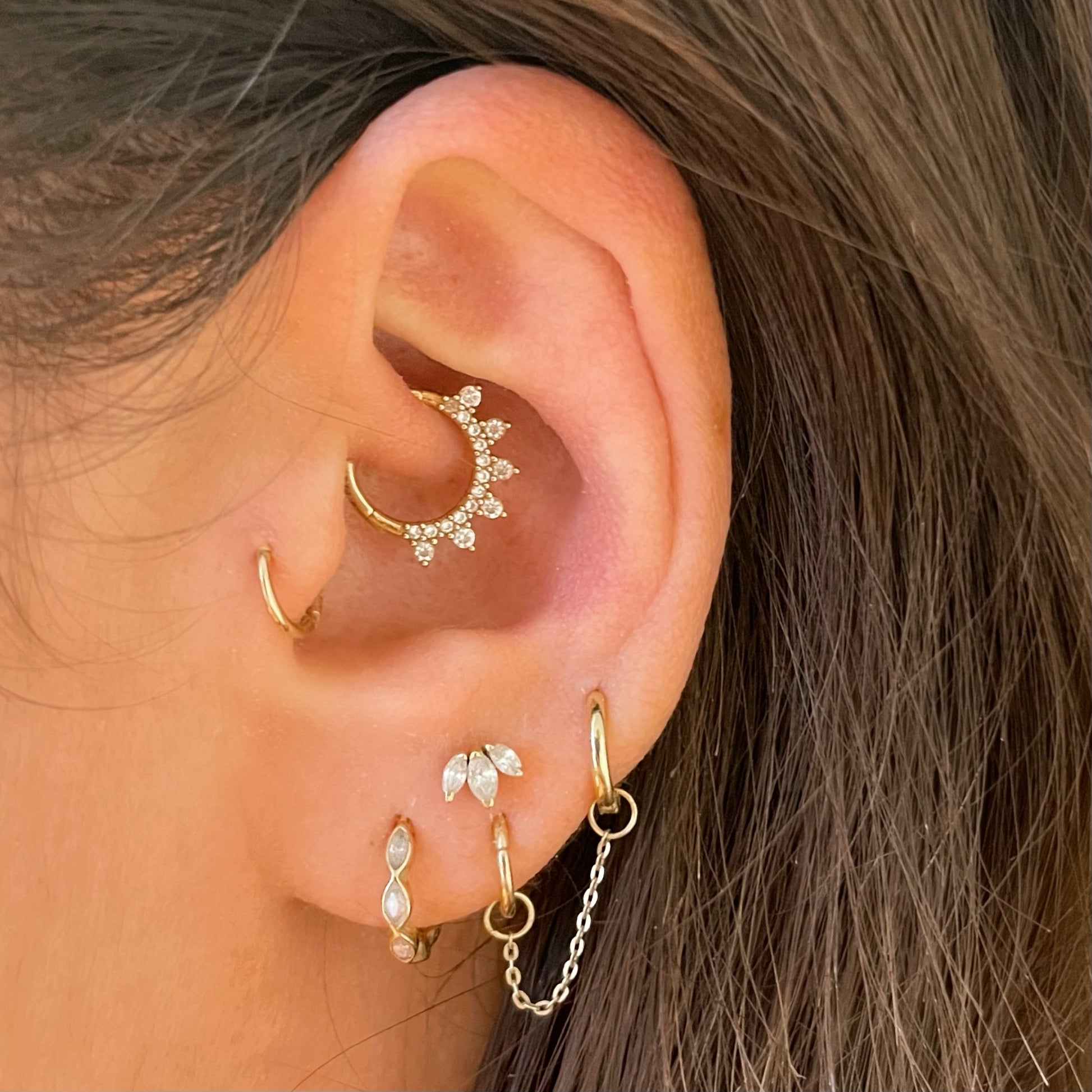 Laura Bond Jewellery 9k solid yellow gold 18g clicker hoop earring Huggies and Hoops
