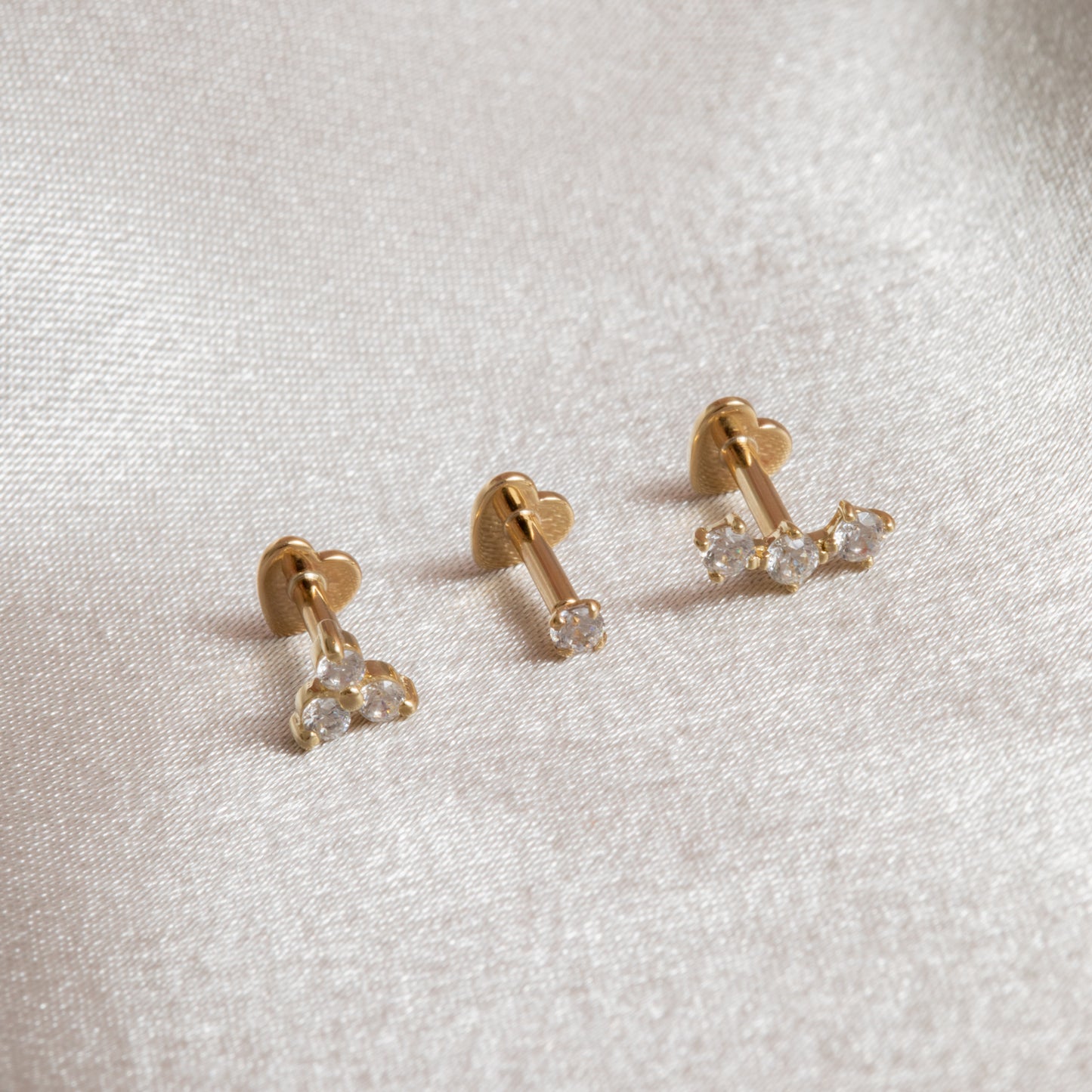 Laura Bond Jewellery The classic stacking set - 9k solid yellow gold flat back labret stud earring set Stacking Sets