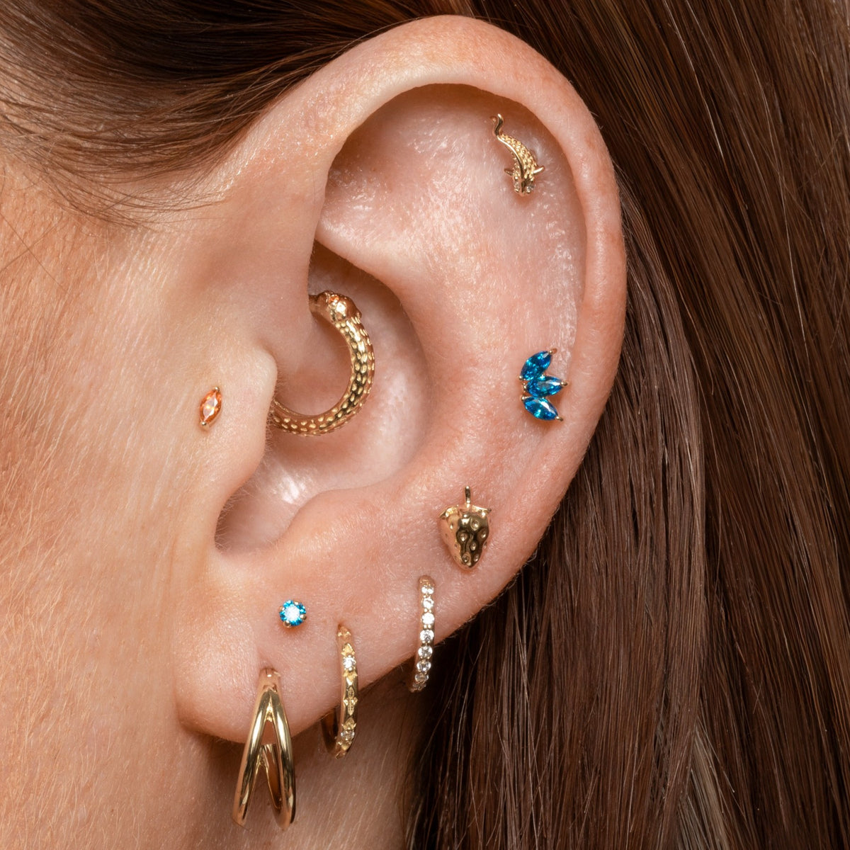 9k solid yellow gold Leopard clicker hoop earring Huggies and Hoops Laura Bond Jewellery