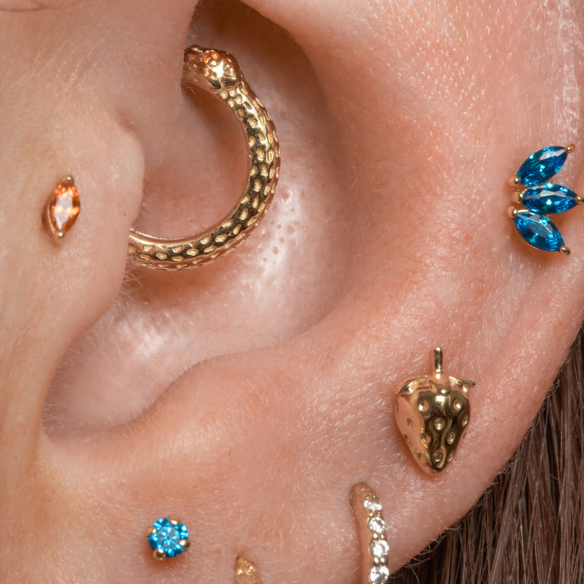 9k solid yellow gold Leopard clicker hoop earring Huggies and Hoops Laura Bond Jewellery