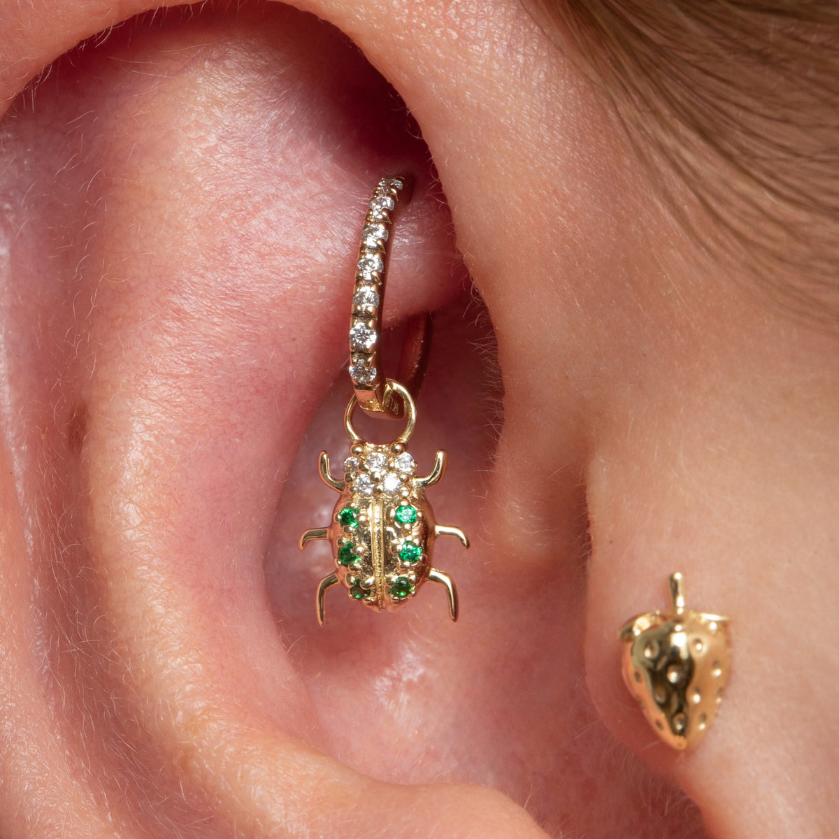 9k solid yellow gold Jewelled Beetle earring charm Chains and Charms Laura Bond Jewellery