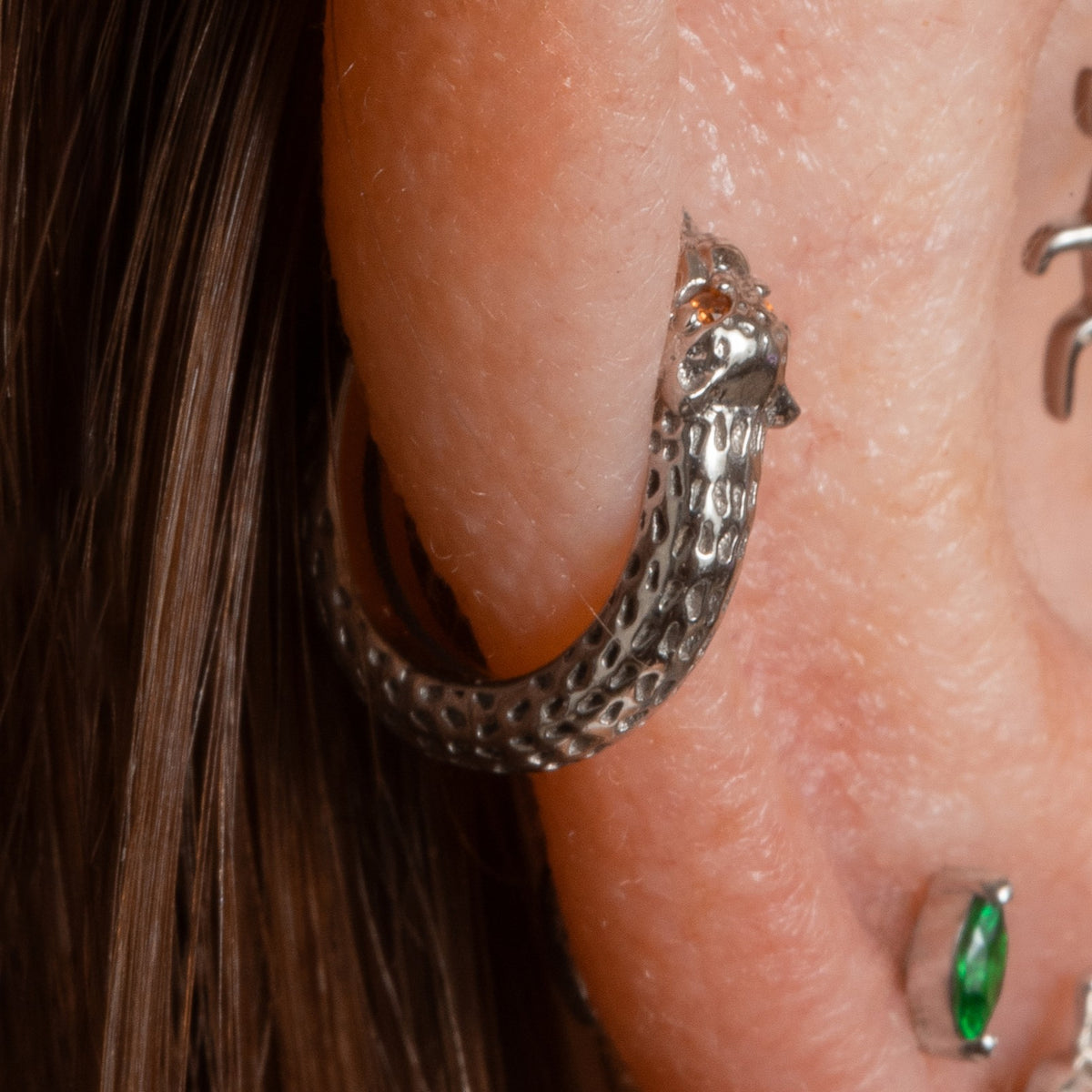 9k solid white gold Leopard clicker hoop earring Huggies and Hoops Laura Bond Jewellery