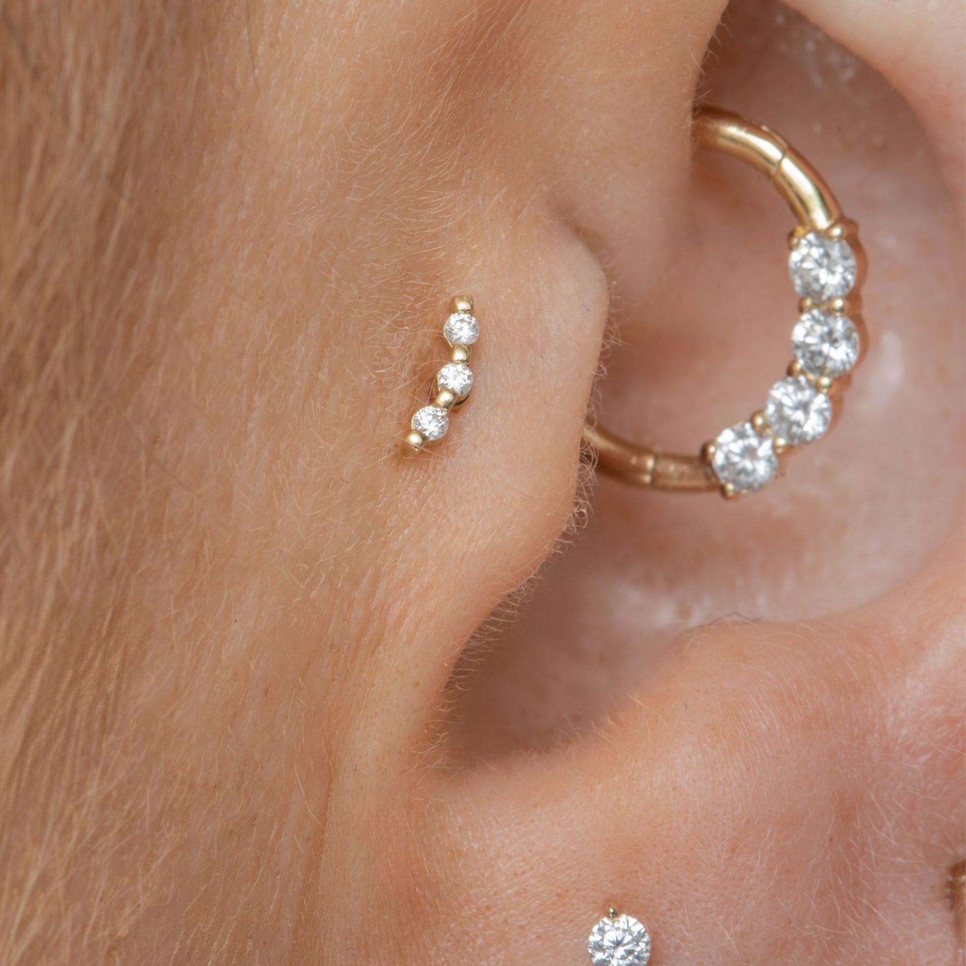 Laura Bond Jewellery 9k solid yellow gold tiny pixie flat back labret stud earring 6mm Cartilage Studs
