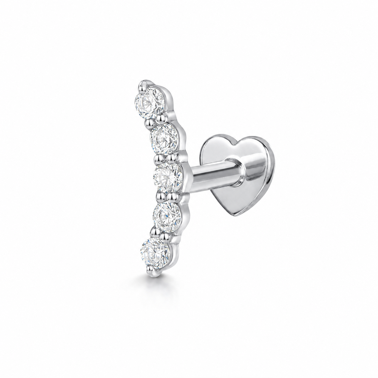 Laura Bond Jewellery 14k solid white gold Glow Arc flat back labret stud earring 8mm Cartilage Studs