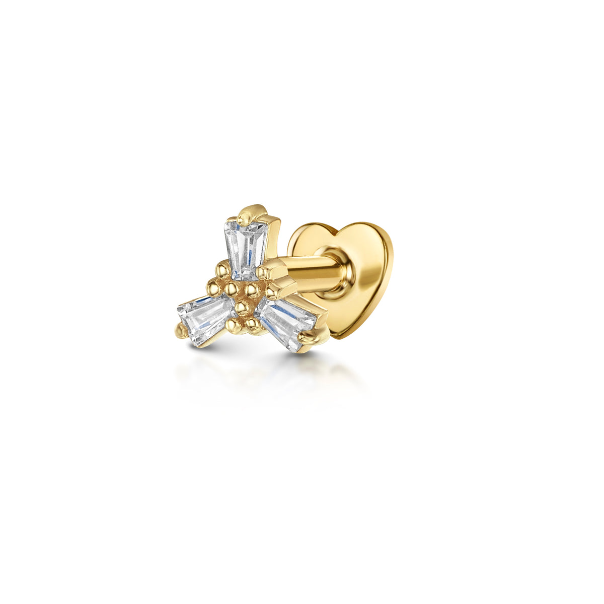 9k solid yellow gold Frost flat back labret stud earring 6mm Cartilage Studs Laura Bond Jewellery