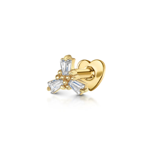 9k solid yellow gold Frost flat back labret stud earring 6mm Cartilage Studs Laura Bond Jewellery